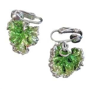 Vintage Parsley Real Leaves Dipped Dangle Earrings